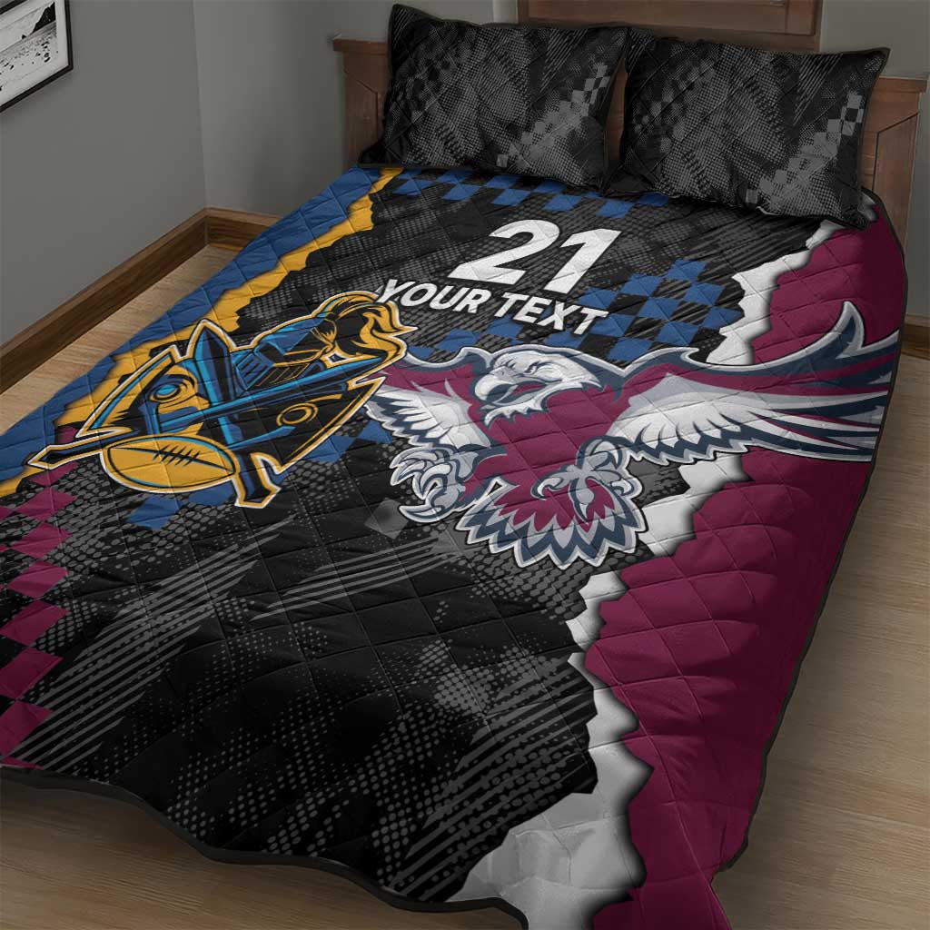 Titans and Manly Eagle Quilt Bed Set Rugby Together Sporty Style