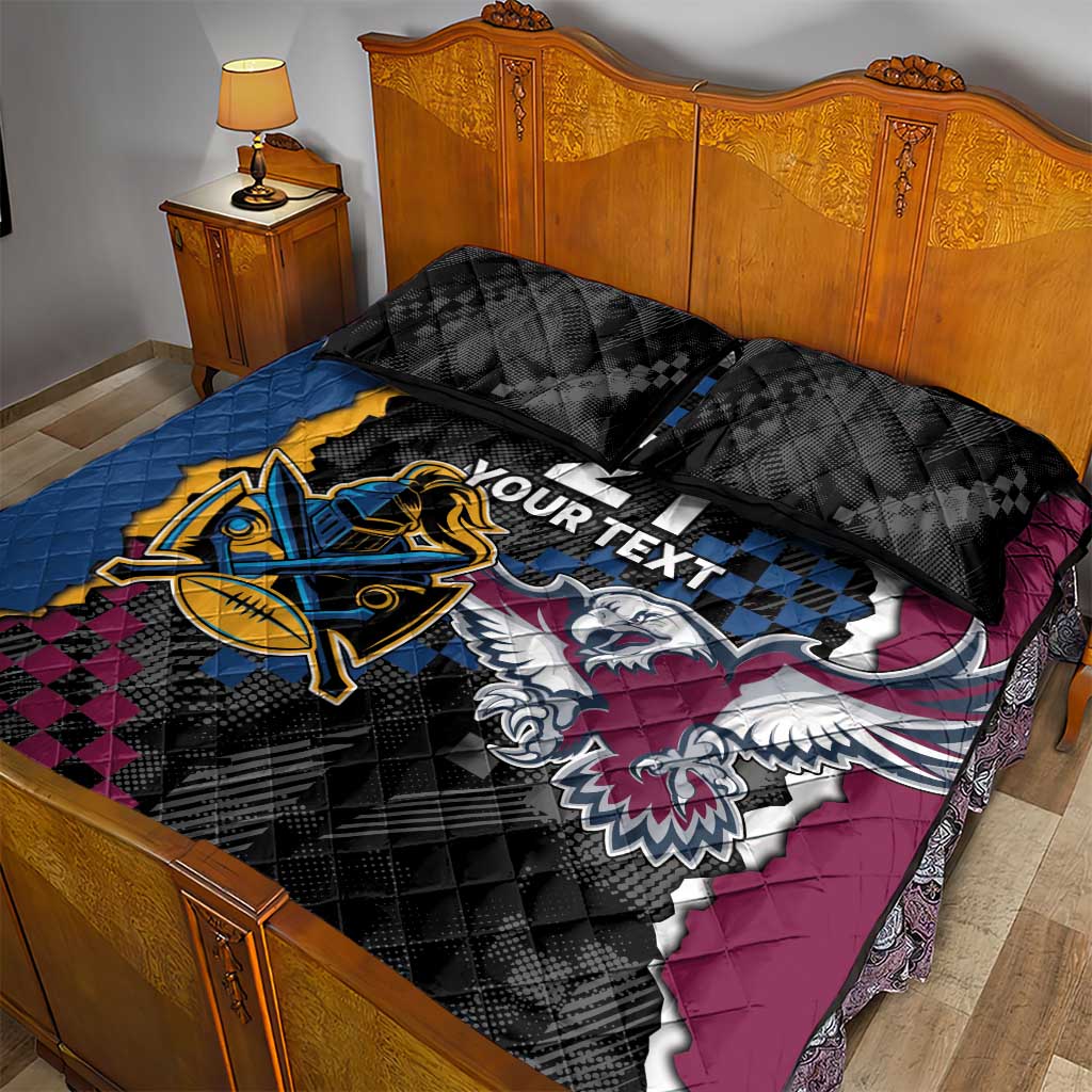 Titans and Manly Eagle Quilt Bed Set Rugby Together Sporty Style