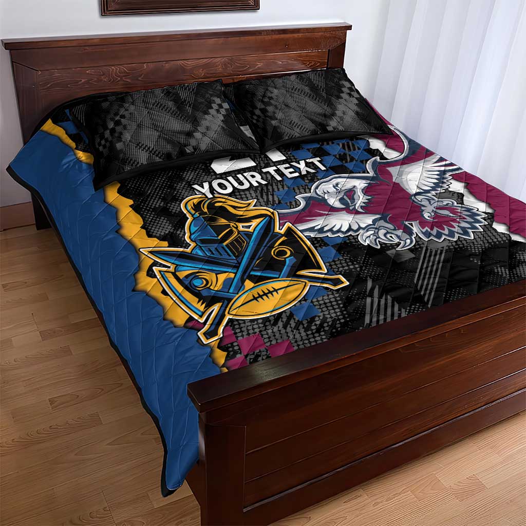 Titans and Manly Eagle Quilt Bed Set Rugby Together Sporty Style