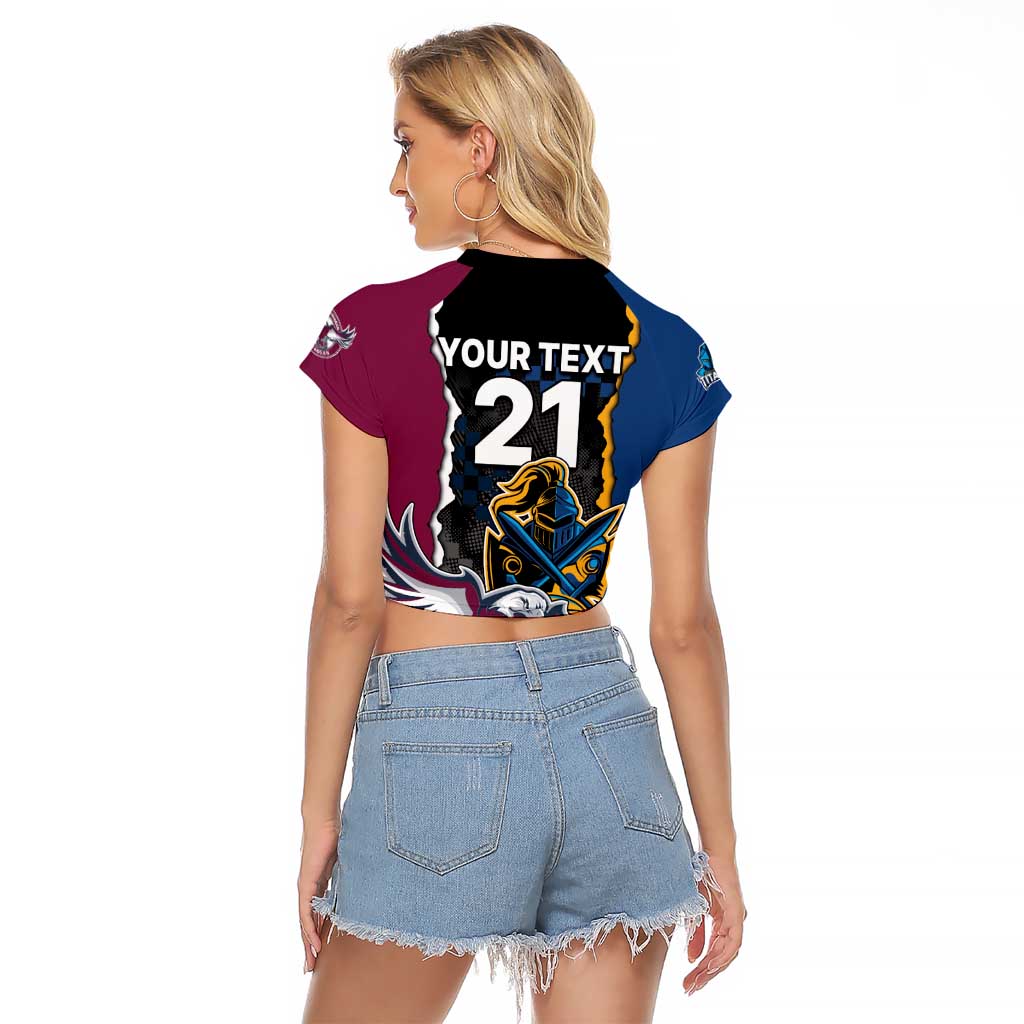 Titans and Manly Eagle Raglan Cropped T Shirt Rugby Together Sporty Style
