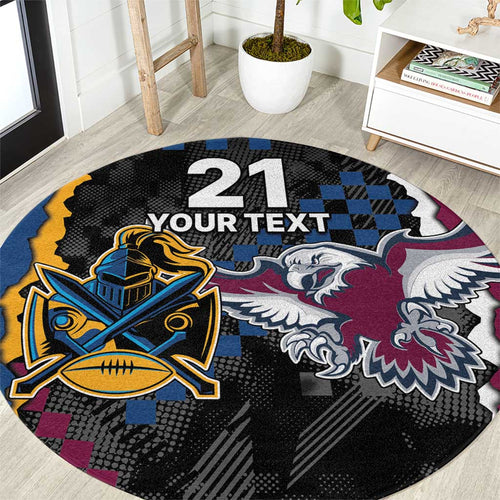 Titans and Manly Eagle Round Carpet Rugby Together Sporty Style
