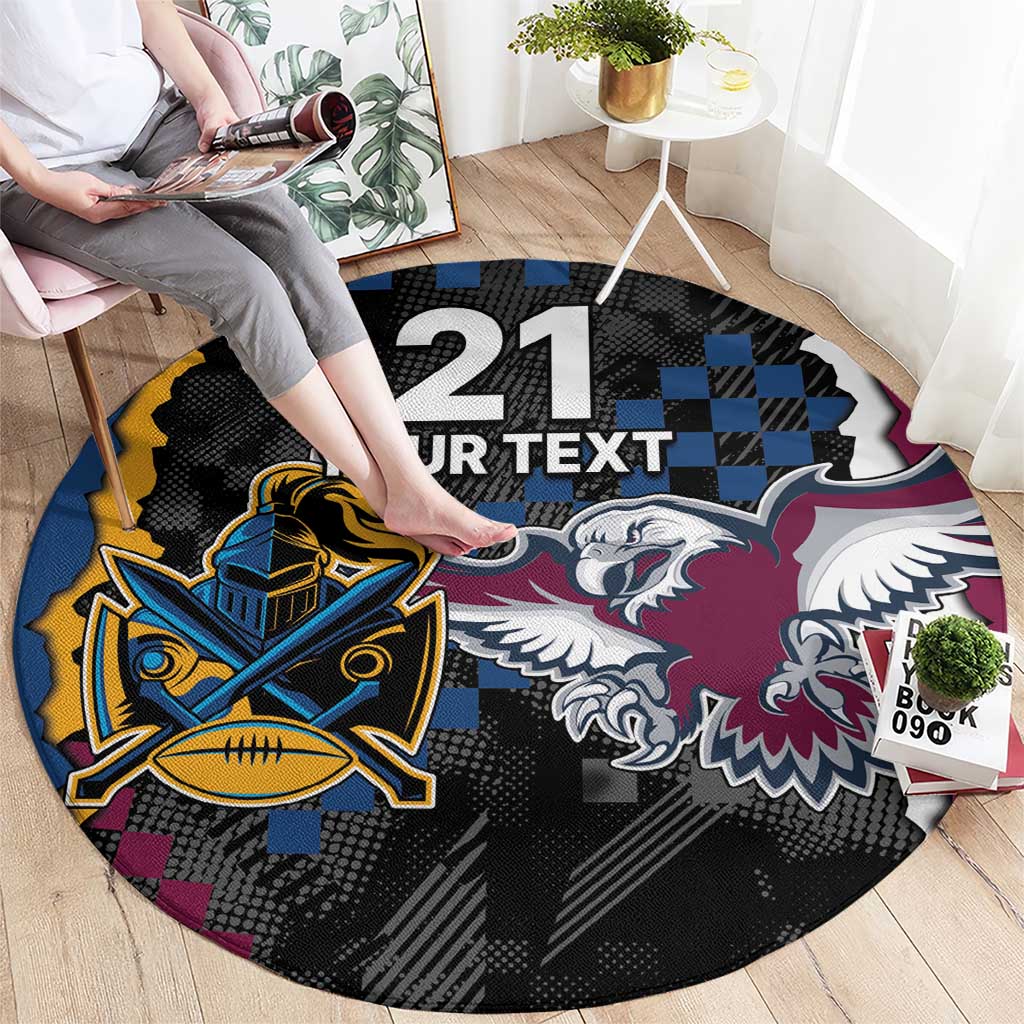 Titans and Manly Eagle Round Carpet Rugby Together Sporty Style