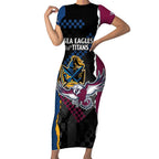 Titans and Manly Eagle Short Sleeve Bodycon Dress Rugby Together Sporty Style