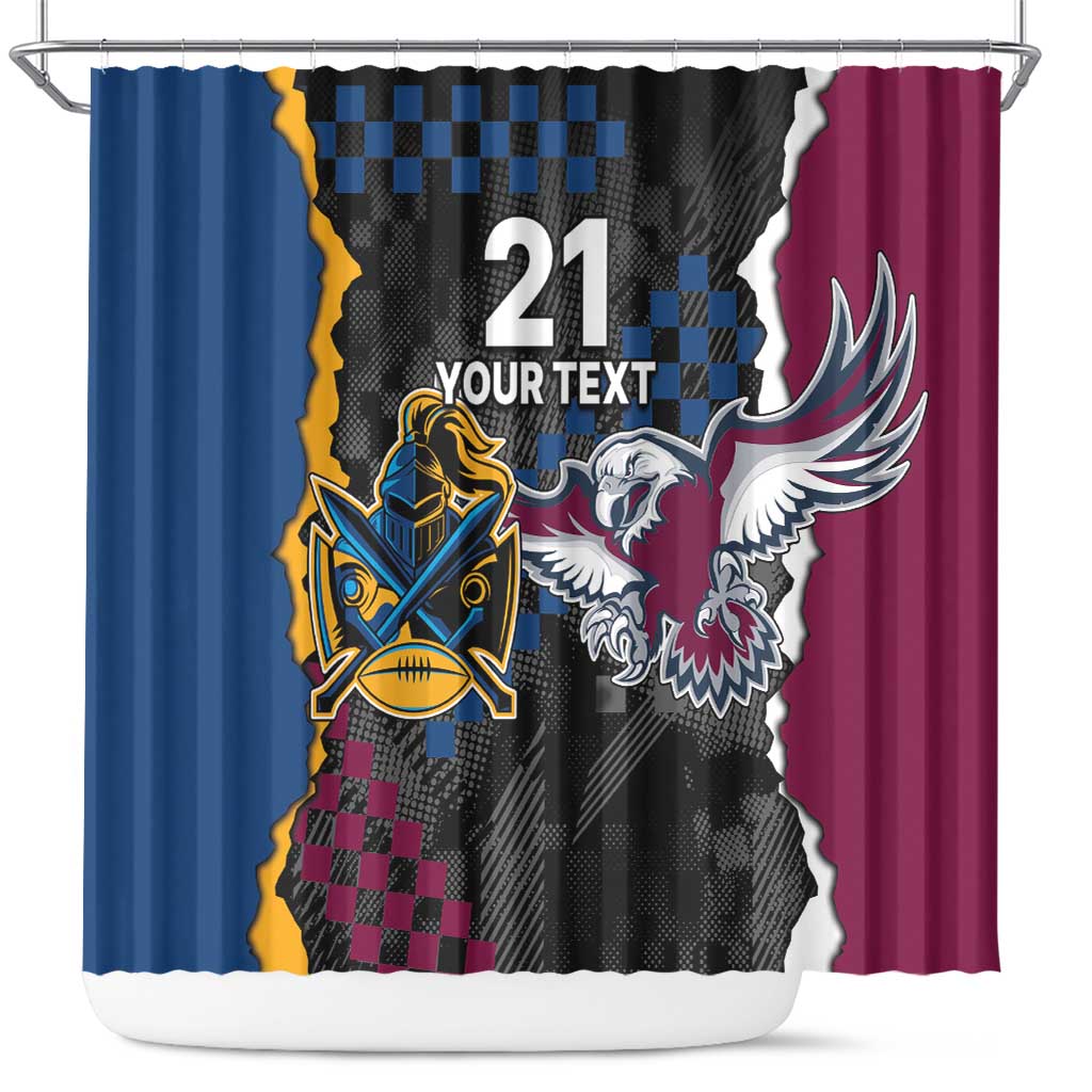 Titans and Manly Eagle Shower Curtain Rugby Together Sporty Style