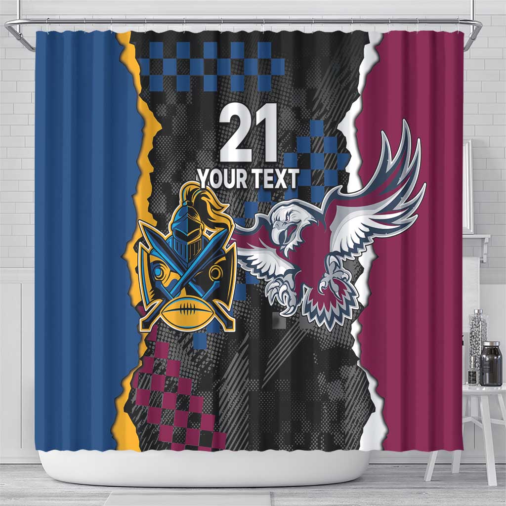 Titans and Manly Eagle Shower Curtain Rugby Together Sporty Style