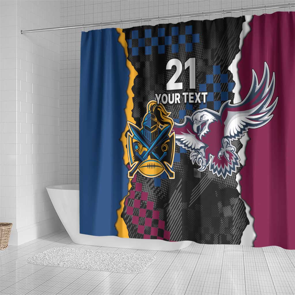 Titans and Manly Eagle Shower Curtain Rugby Together Sporty Style