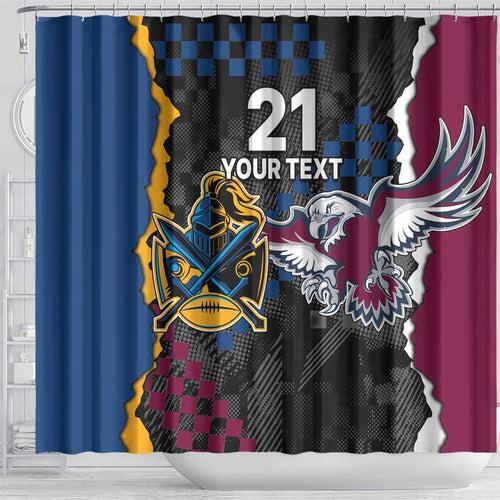 Titans and Manly Eagle Shower Curtain Rugby Together Sporty Style