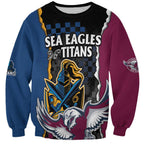 Titans and Manly Eagle Sweatshirt Rugby Together Sporty Style