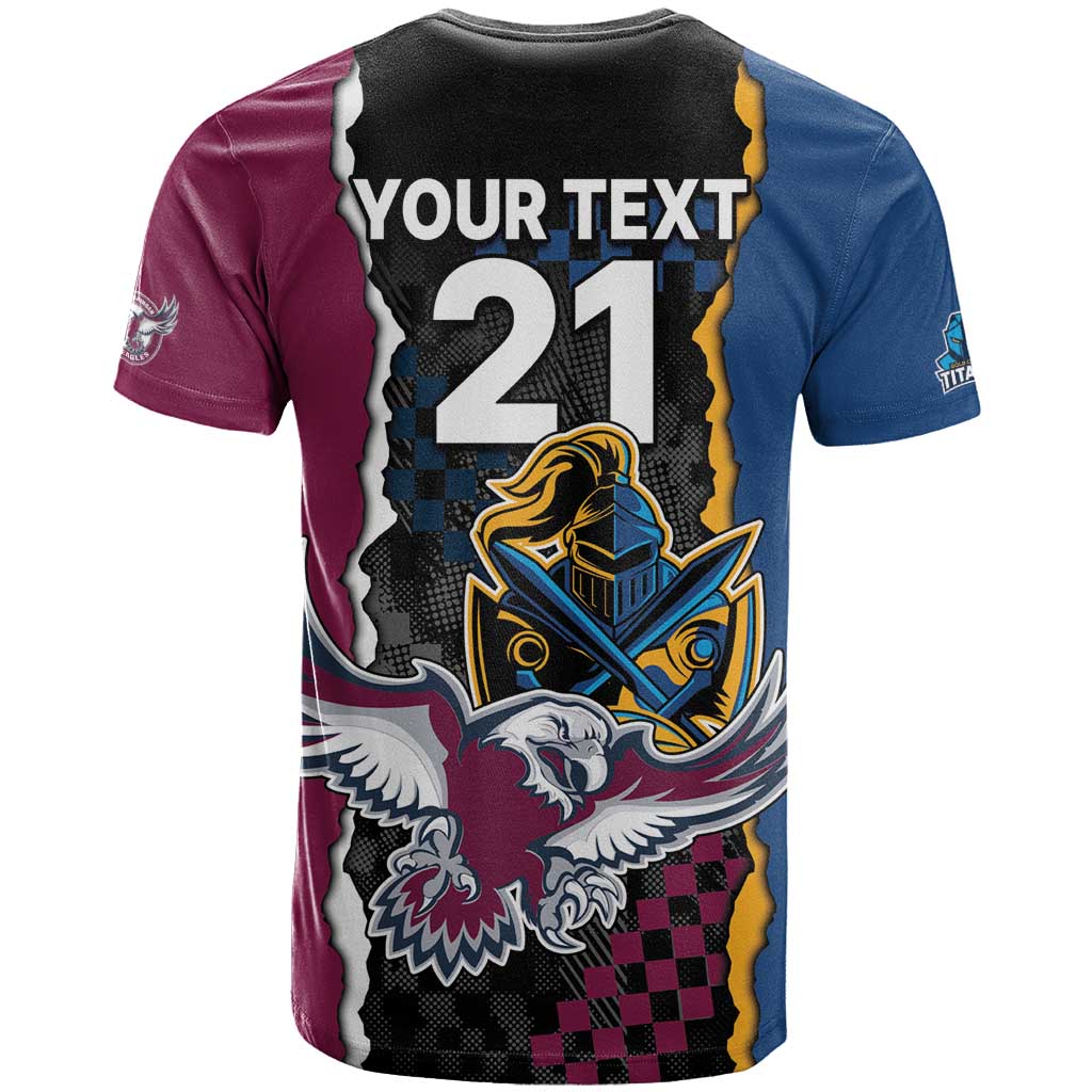 Titans and Manly Eagle T Shirt Rugby Together Sporty Style