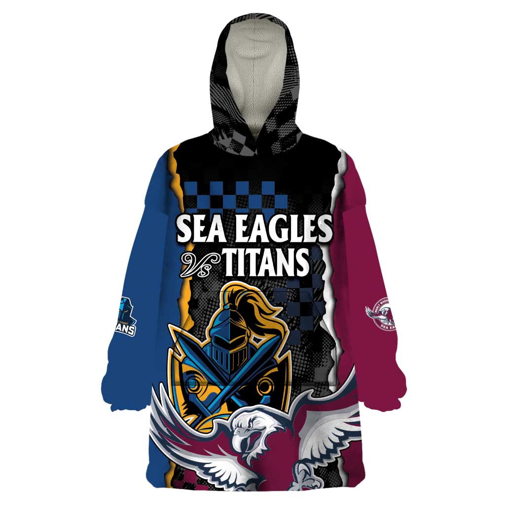 Titans and Manly Eagle Wearable Blanket Hoodie Rugby Together Sporty Style