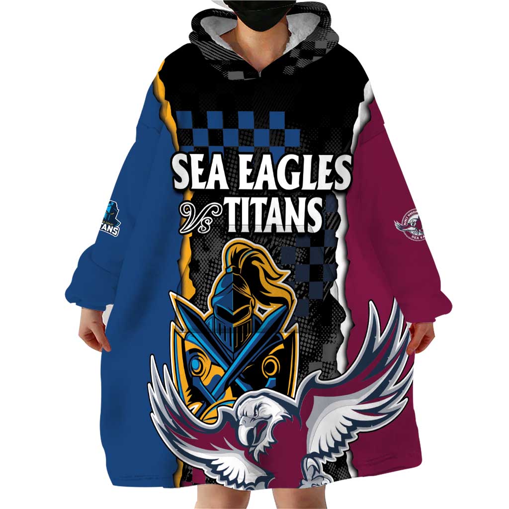 Titans and Manly Eagle Wearable Blanket Hoodie Rugby Together Sporty Style