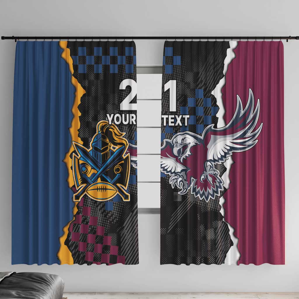 Titans and Manly Eagle Window Curtain Rugby Together Sporty Style
