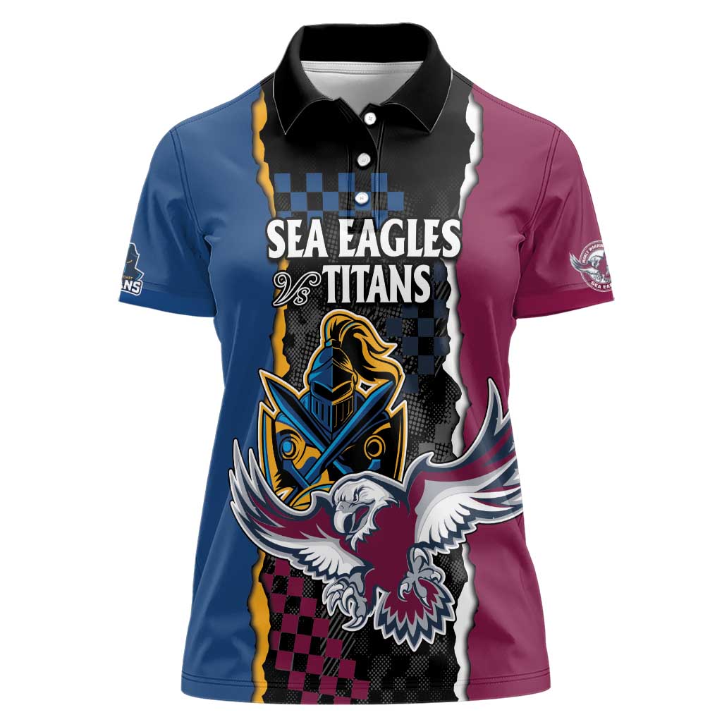 Titans and Manly Eagle Women Polo Shirt Rugby Together Sporty Style