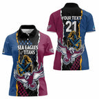 Titans and Manly Eagle Women Polo Shirt Rugby Together Sporty Style