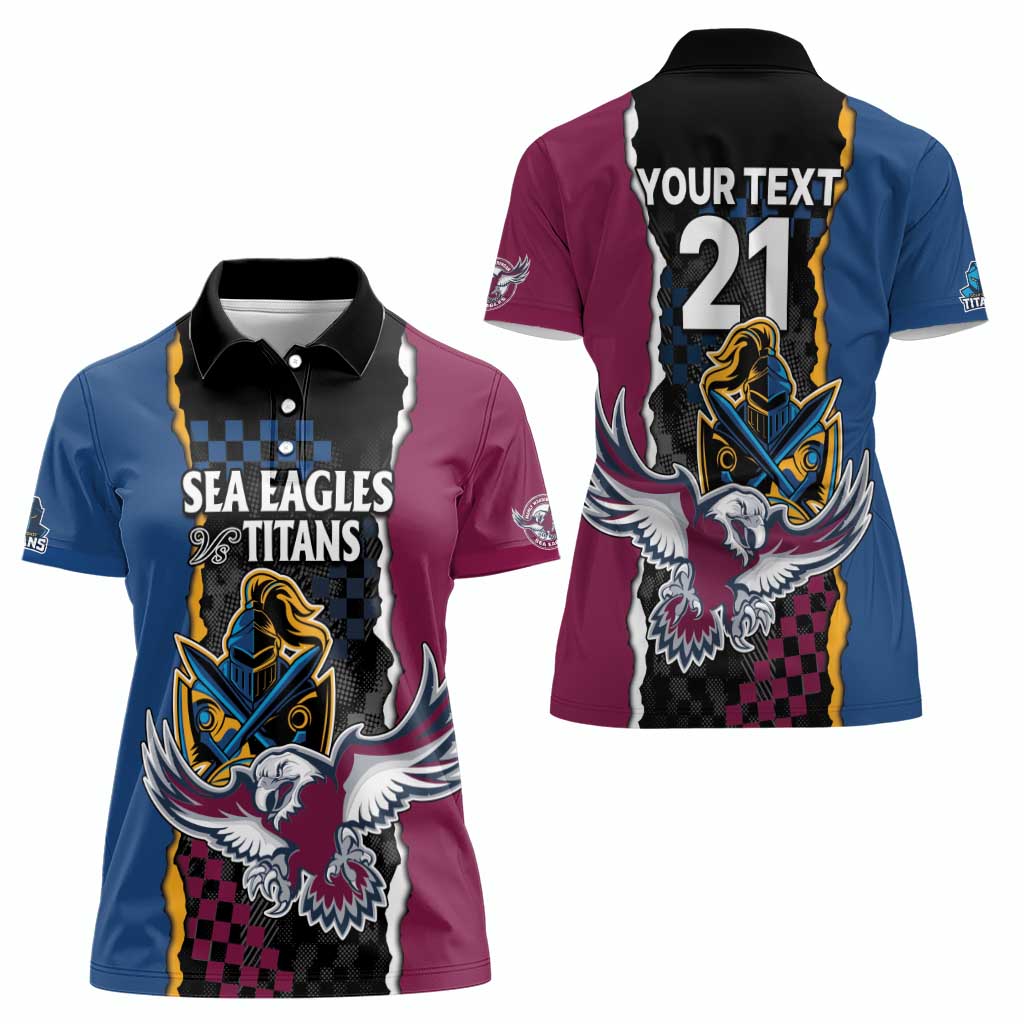Titans and Manly Eagle Women Polo Shirt Rugby Together Sporty Style