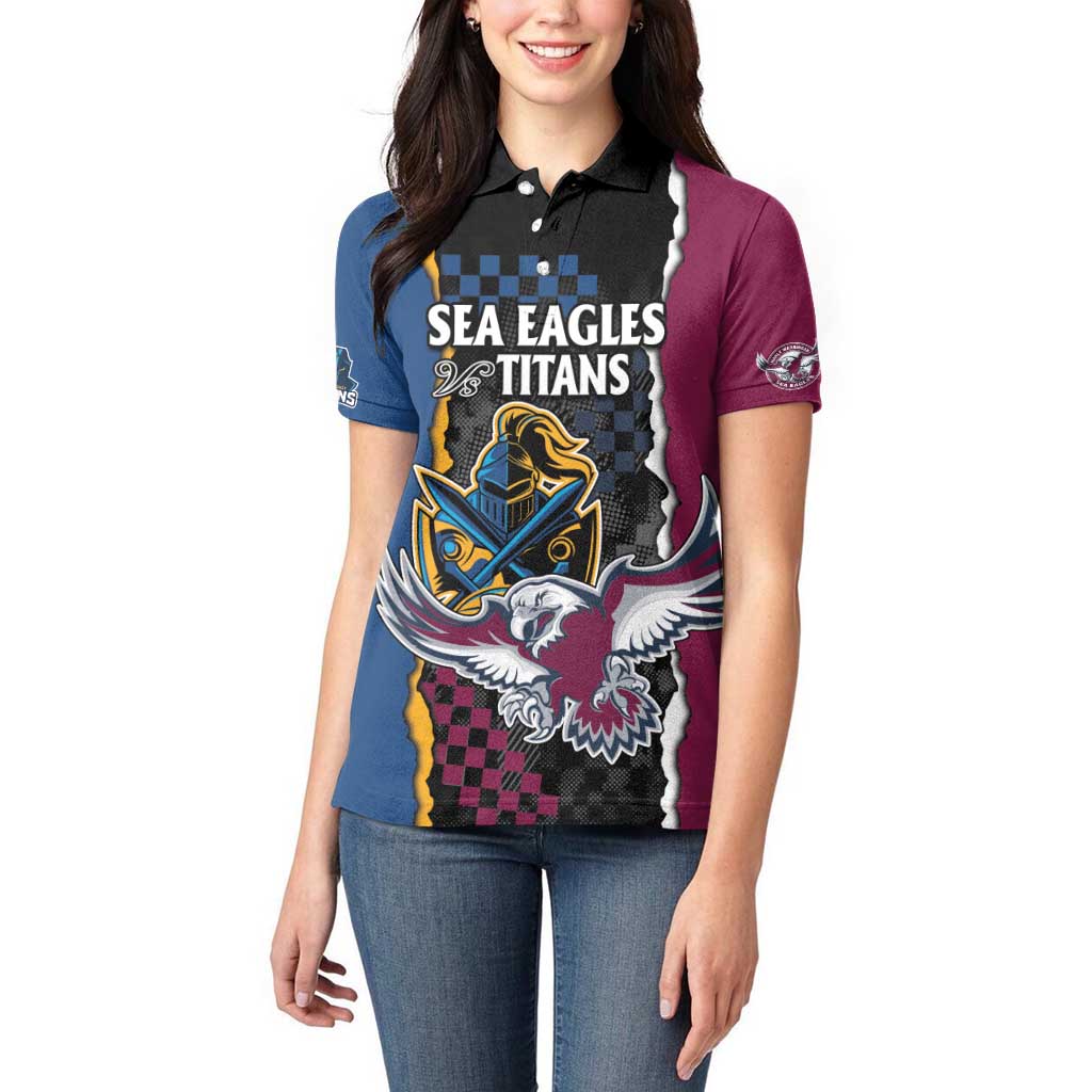 Titans and Manly Eagle Women Polo Shirt Rugby Together Sporty Style