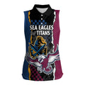 Titans and Manly Eagle Women Sleeveless Polo Shirt Rugby Together Sporty Style