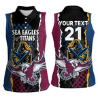 Titans and Manly Eagle Women Sleeveless Polo Shirt Rugby Together Sporty Style