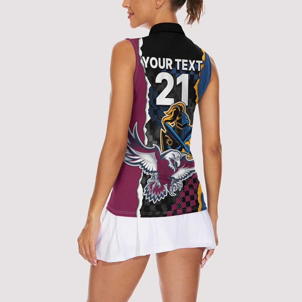Titans and Manly Eagle Women Sleeveless Polo Shirt Rugby Together Sporty Style