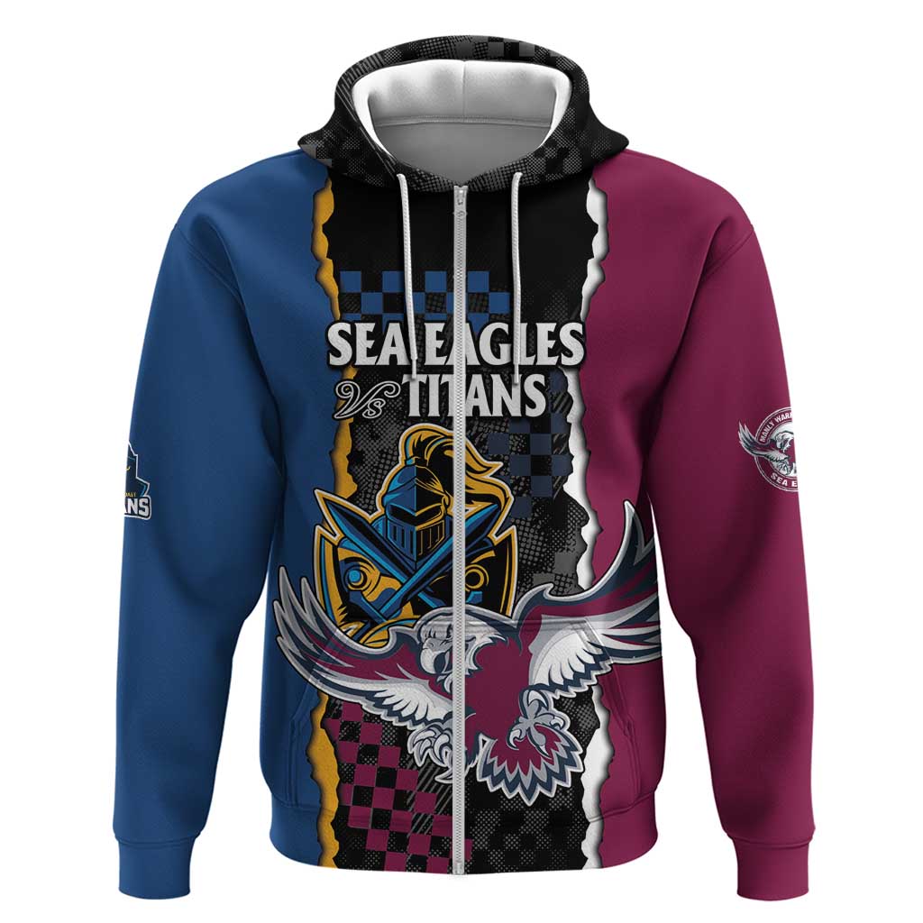 Titans and Manly Eagle Zip Hoodie Rugby Together Sporty Style