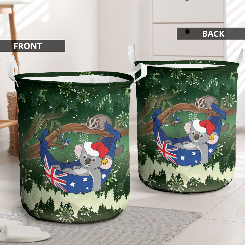 Aussie Festive Koala Christmas Laundry Basket Koala-ty Time Flag Hammock Green Style