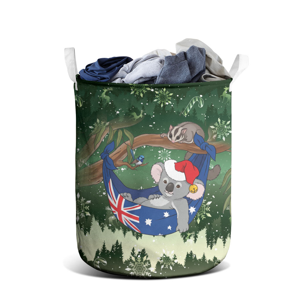 Aussie Festive Koala Christmas Laundry Basket Koala-ty Time Flag Hammock Green Style