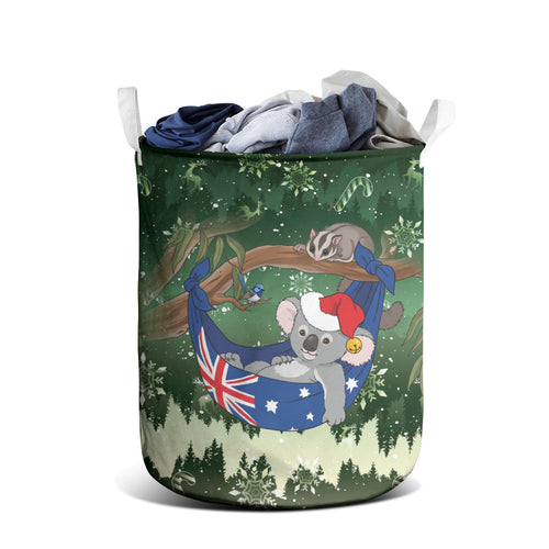 Aussie Festive Koala Christmas Laundry Basket Koala-ty Time Flag Hammock Green Style
