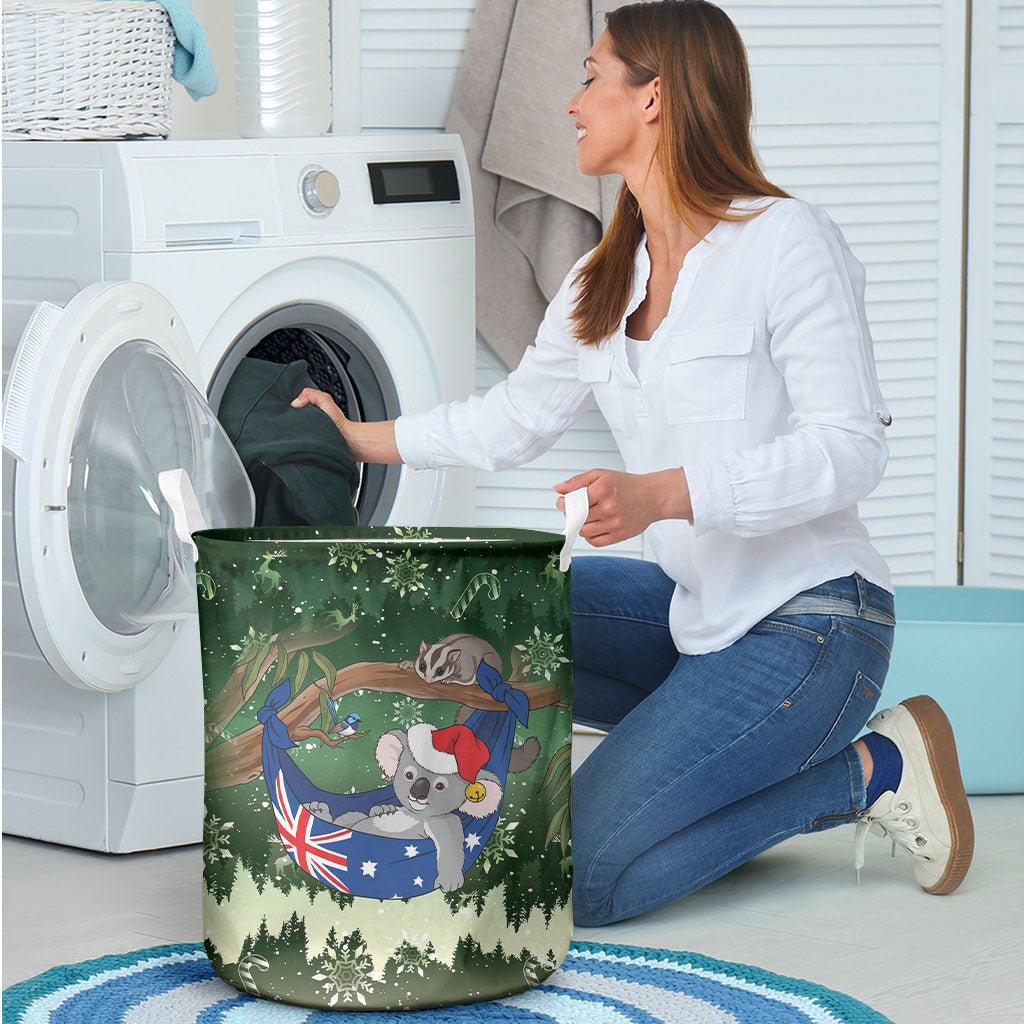 Aussie Festive Koala Christmas Laundry Basket Koala-ty Time Flag Hammock Green Style