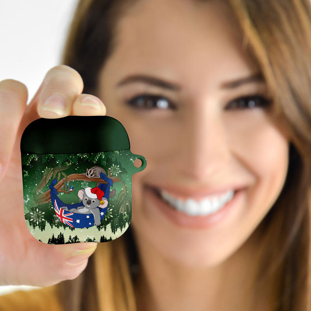 Aussie Festive Koala Christmas AirPods Case Koala-ty Time Flag Hammock Green Style