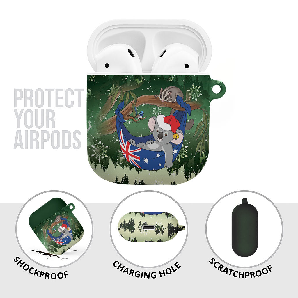 Aussie Festive Koala Christmas AirPods Case Koala-ty Time Flag Hammock Green Style