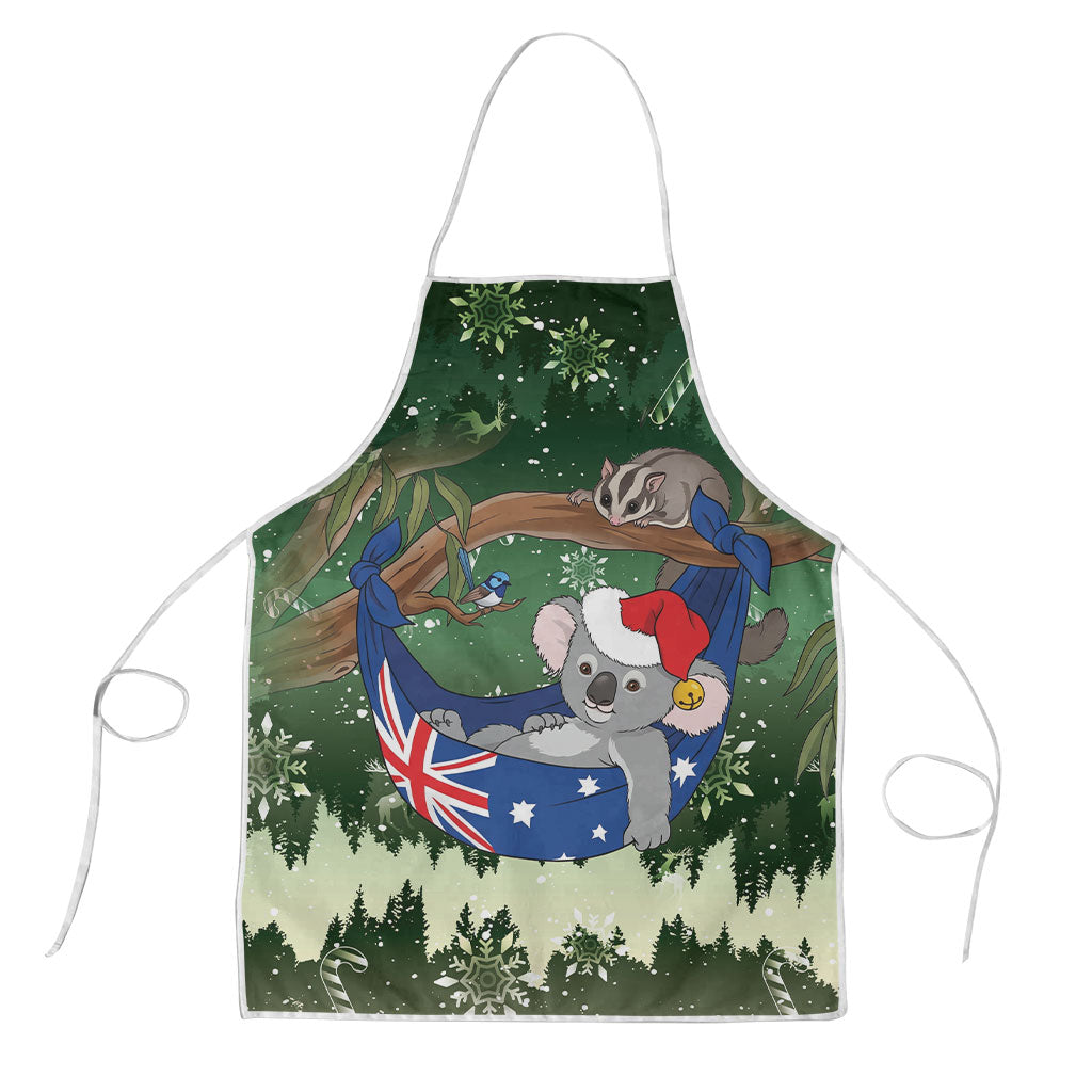 Aussie Festive Koala Christmas Apron Koala-ty Time Flag Hammock Green Style