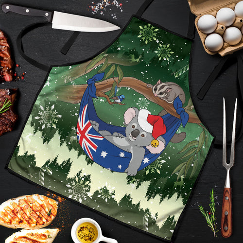 Aussie Festive Koala Christmas Apron Koala-ty Time Flag Hammock Green Style