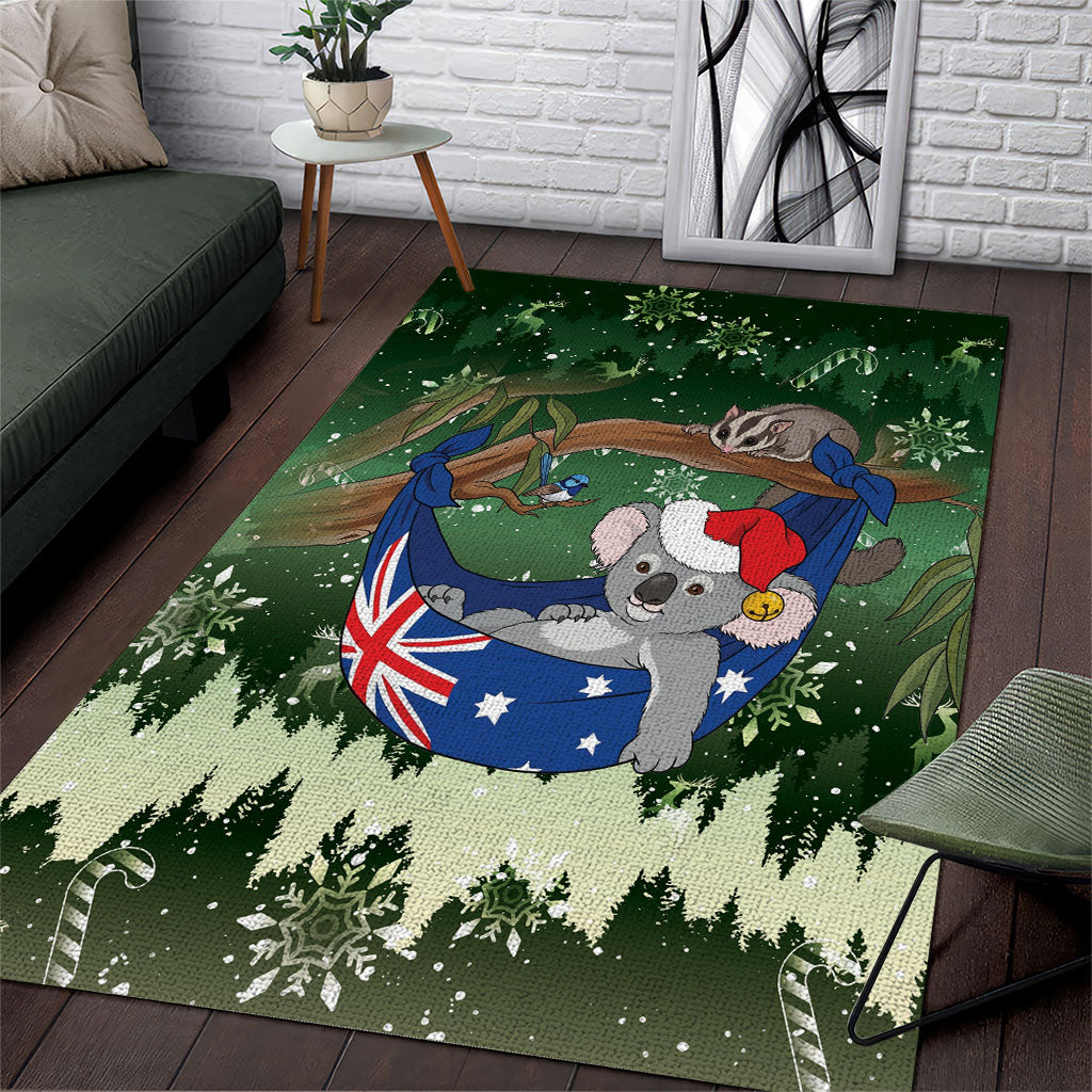 Aussie Festive Koala Christmas Area Rug Koala-ty Time Flag Hammock Green Style