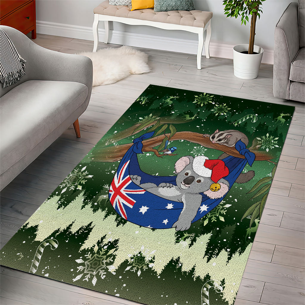 Aussie Festive Koala Christmas Area Rug Koala-ty Time Flag Hammock Green Style