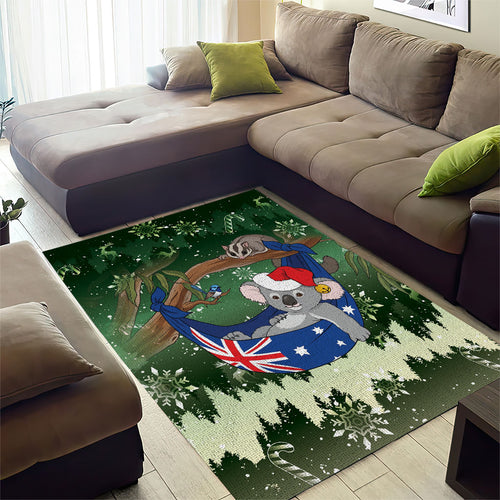 Aussie Festive Koala Christmas Area Rug Koala-ty Time Flag Hammock Green Style