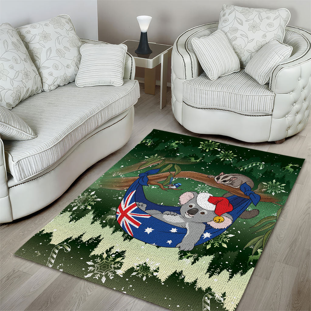 Aussie Festive Koala Christmas Area Rug Koala-ty Time Flag Hammock Green Style