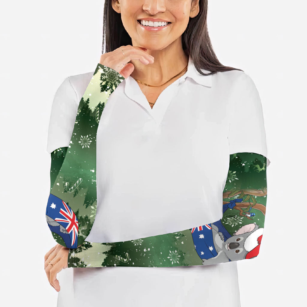 Aussie Festive Koala Christmas Arm Sleeves Koala-ty Time Flag Hammock Green Style