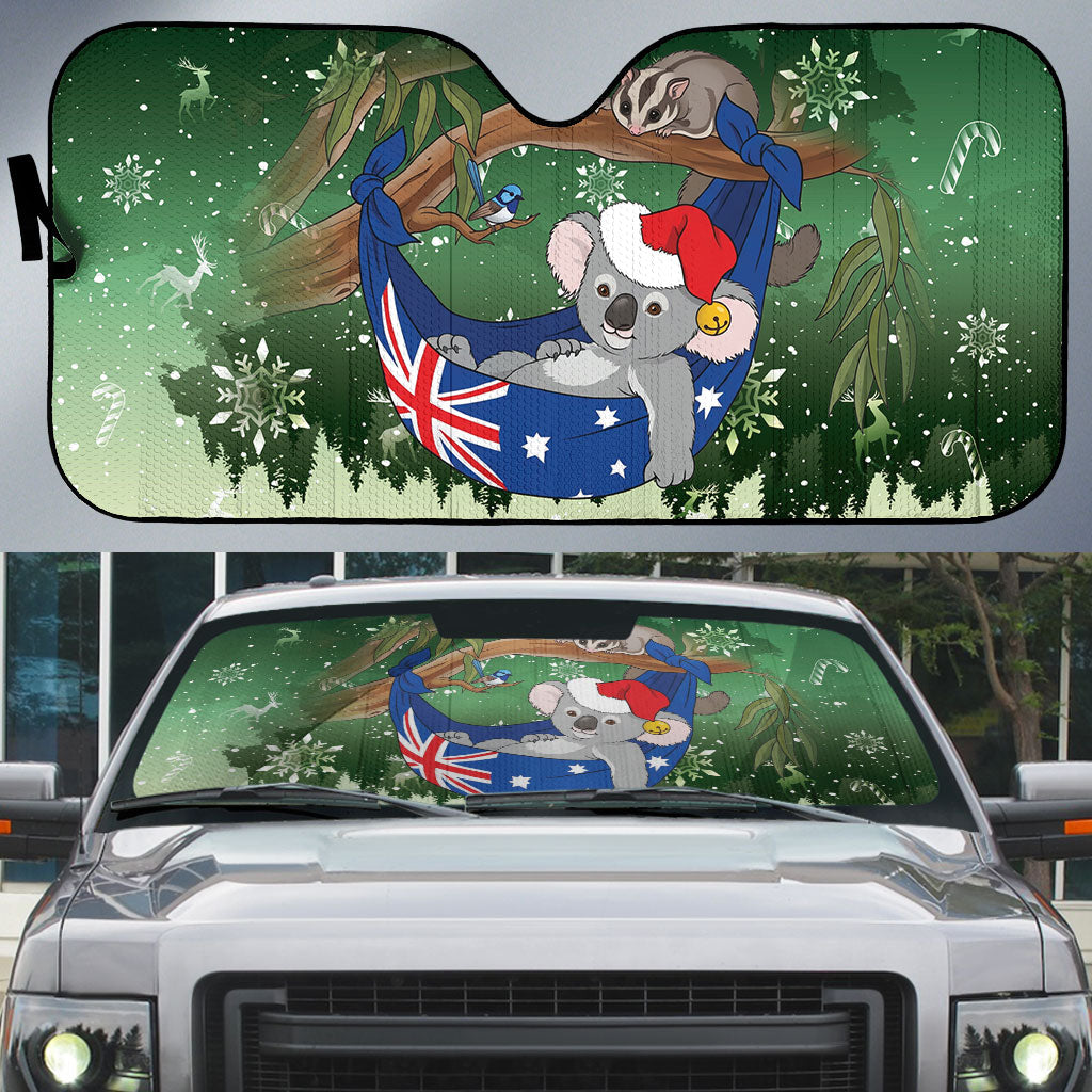 Aussie Festive Koala Christmas Auto Sun Shade Koala-ty Time Flag Hammock Green Style