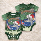 Aussie Festive Koala Christmas Baby Onesie Koala-ty Time Flag Hammock Green Style