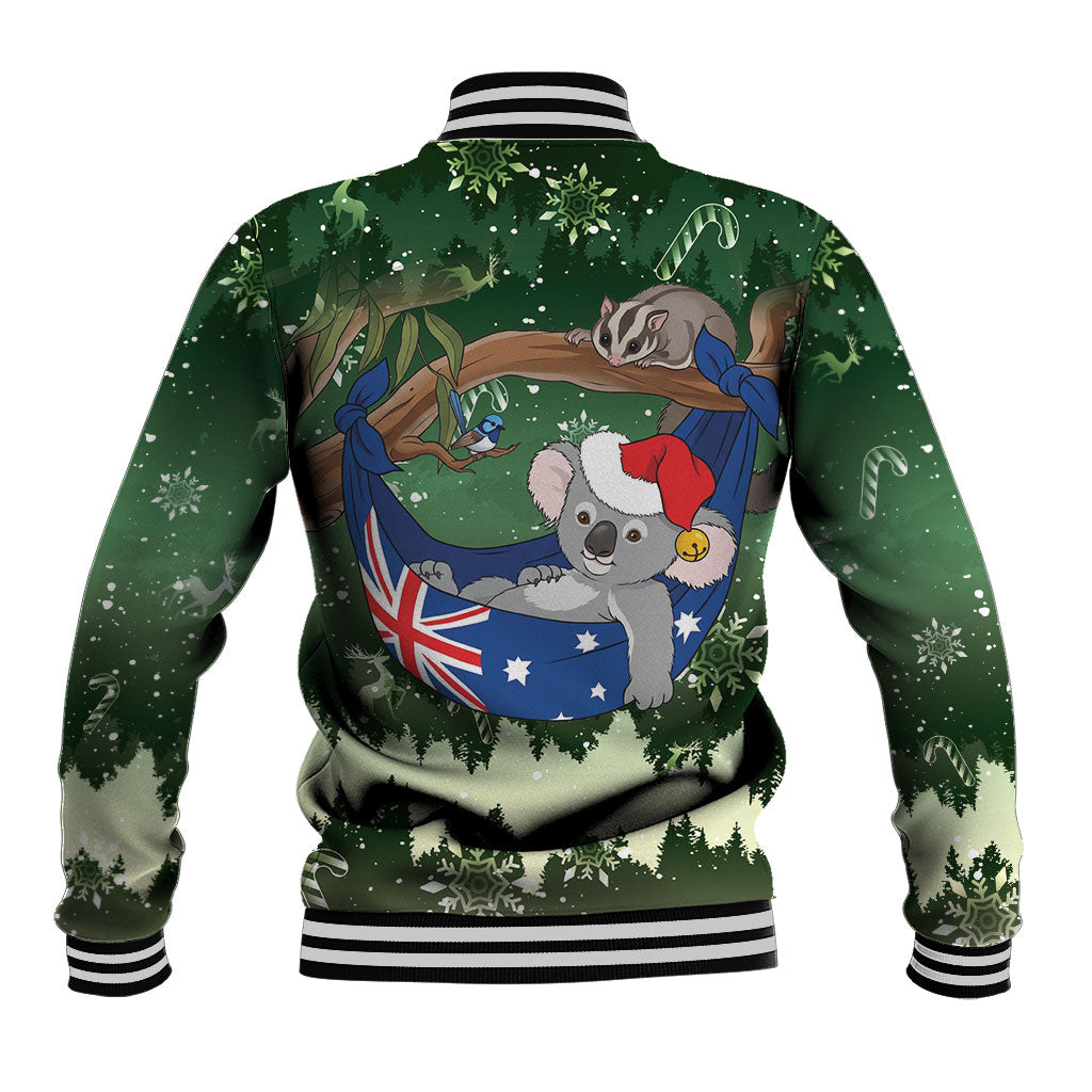 Aussie Festive Koala Christmas Baseball Jacket Koala-ty Time Flag Hammock Green Style