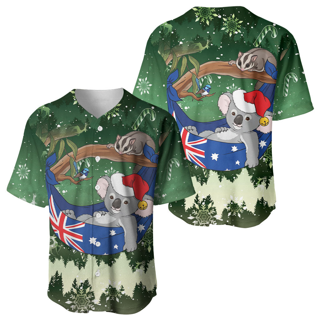 Aussie Festive Koala Christmas Baseball Jersey Koala-ty Time Flag Hammock Green Style
