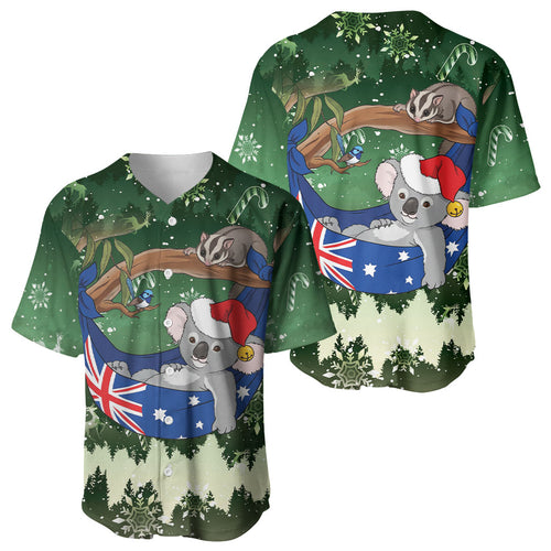 Aussie Festive Koala Christmas Baseball Jersey Koala-ty Time Flag Hammock Green Style