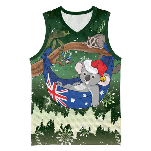Aussie Festive Koala Christmas Basketball Jersey Koala-ty Time Flag Hammock Green Style