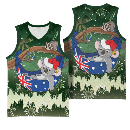 Aussie Festive Koala Christmas Basketball Jersey Koala-ty Time Flag Hammock Green Style
