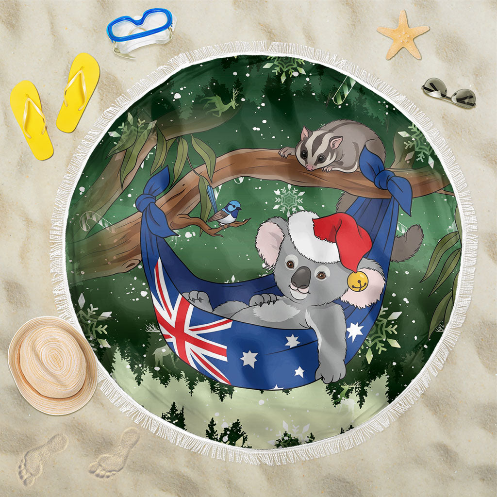 Aussie Festive Koala Christmas Beach Blanket Koala-ty Time Flag Hammock Green Style