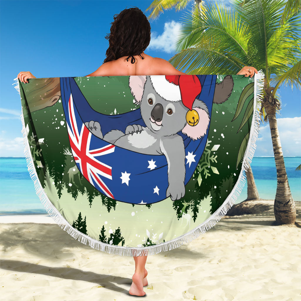 Aussie Festive Koala Christmas Beach Blanket Koala-ty Time Flag Hammock Green Style