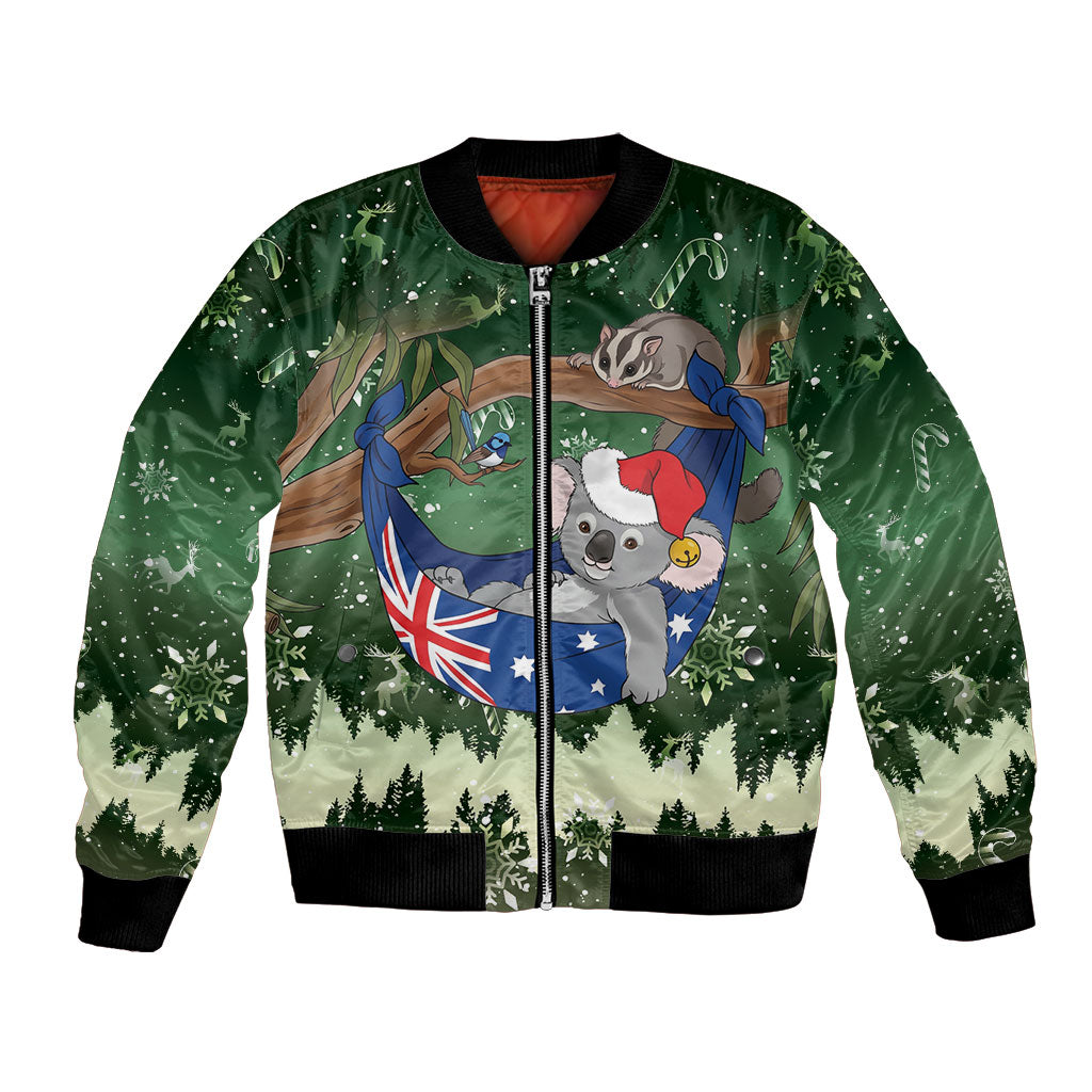 Aussie Festive Koala Christmas Bomber Jacket Koala-ty Time Flag Hammock Green Style