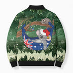 Aussie Festive Koala Christmas Bomber Puffer Jacket Koala-ty Time Flag Hammock Green Style