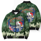 Aussie Festive Koala Christmas Bomber Puffer Jacket Koala-ty Time Flag Hammock Green Style