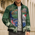 Aussie Festive Koala Christmas Bomber Puffer Jacket Koala-ty Time Flag Hammock Green Style